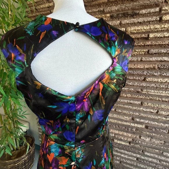 London Style Nights Colorful Open Back Abstract Print Sleeveless Dress Size 16 - Picture 2 of 9